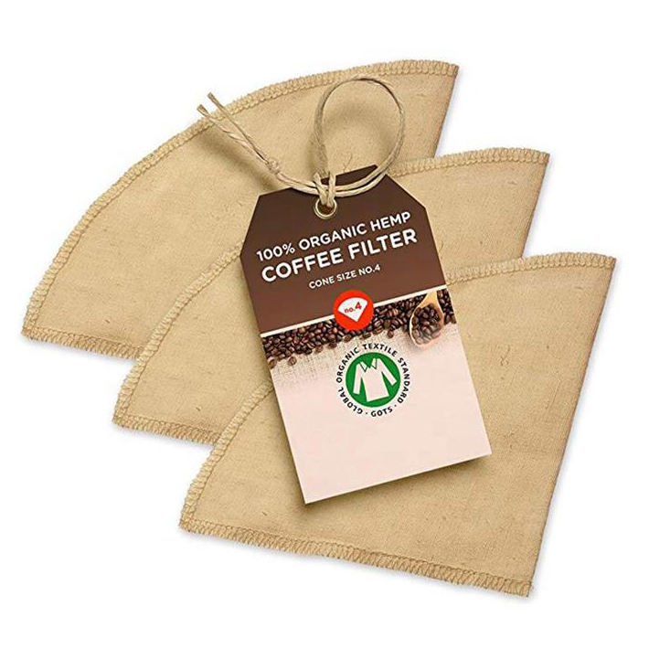 Custom Logo Eco Friendly GOTS Hemp Jute Unbleached Organic Cotton Drip Coffee Filter Reusable