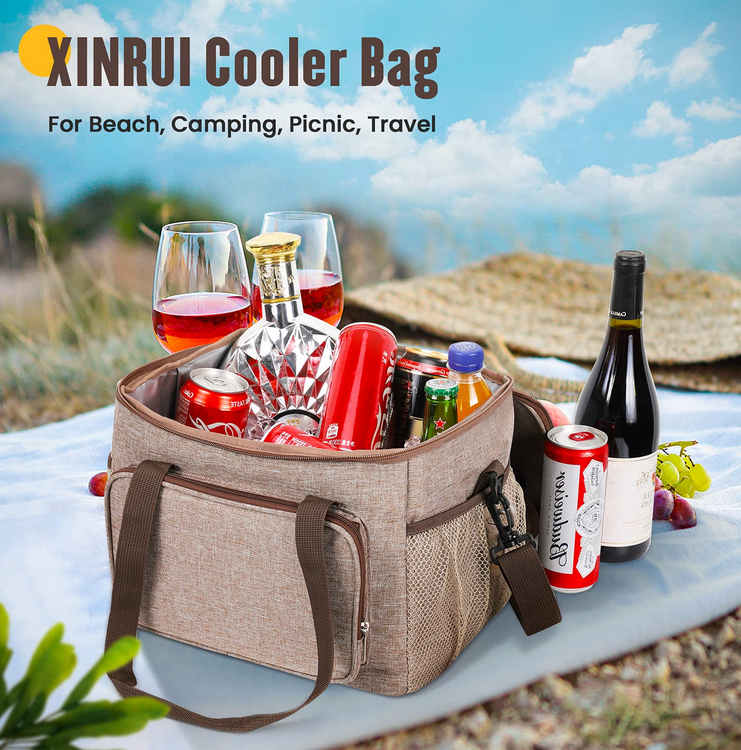 collapsible 24 can portable dry cooler bag with ice pack insulation leakproof picnic beach camping box cooler bag for lunch