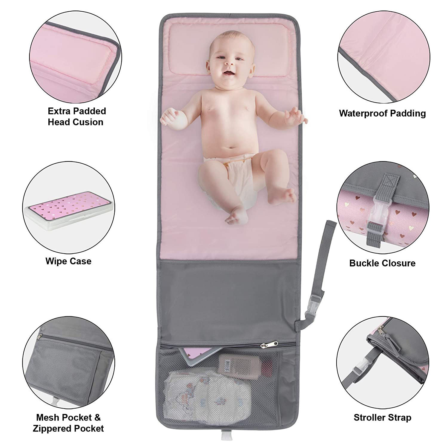 2022 Custom Waterproof Portable Oxford Fabric Travel Mat Station Baby Diaper Changing Pad