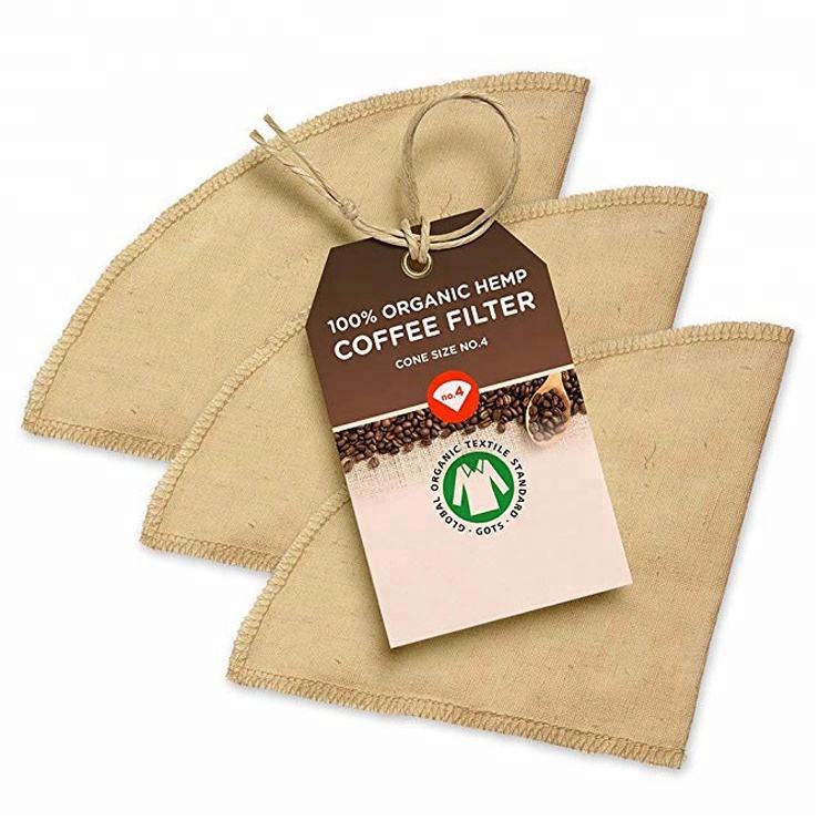 Reusable coffee filter bag eco friendly 100% organic cotton fabric coffee filter