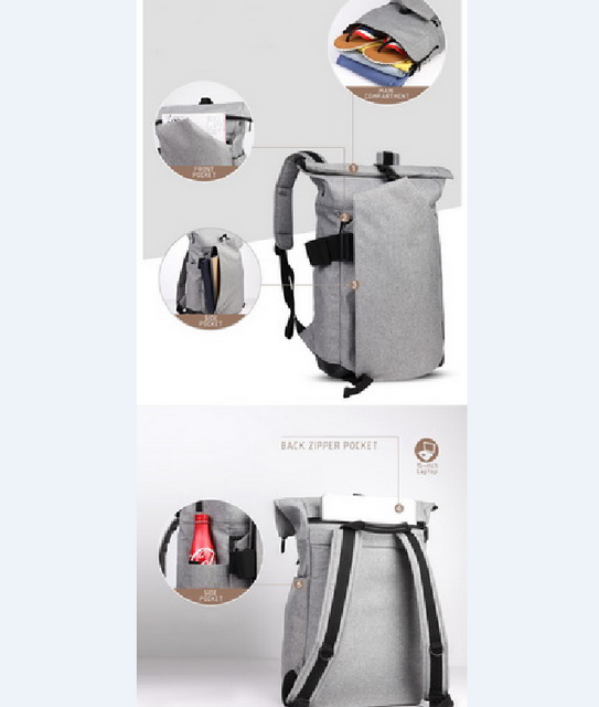 도난 방지 남성 여성 내구성 스마트 데이팩 발수 롤업 노트북 백팩