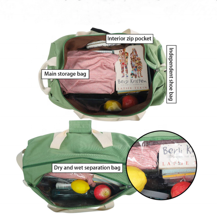 Promotional Durable Girls and Boys Gym Outdoor Duffle Bag Adjustable Strap Canvas Wet and Dry Separation Sports Tote Gym Bag